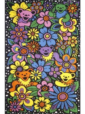 New Colorful Flowers Mini Grateful Dead Dancing Bears Tapestry Hippie Dorm Decor